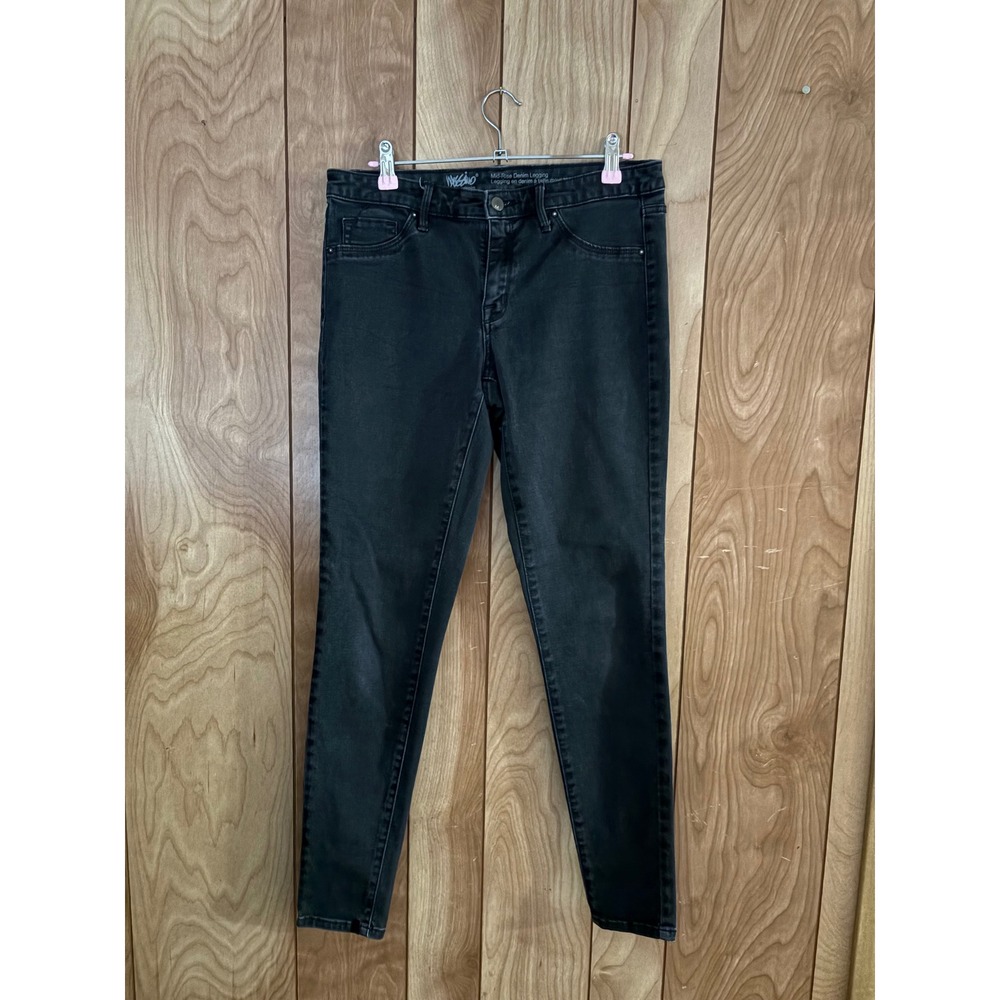 Mossimo Women Black Mid Rise Denim Legging Skinny Jeans Size 8 Stretch Jeggings‎